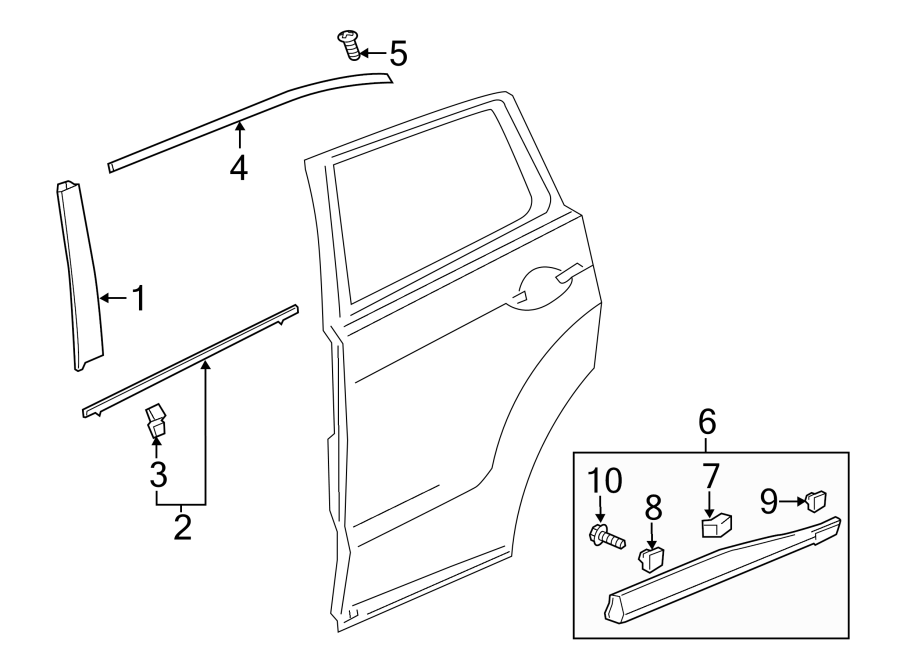 9REAR DOOR. EXTERIOR TRIM.https://images.simplepart.com/images/parts/motor/fullsize/4841455.png