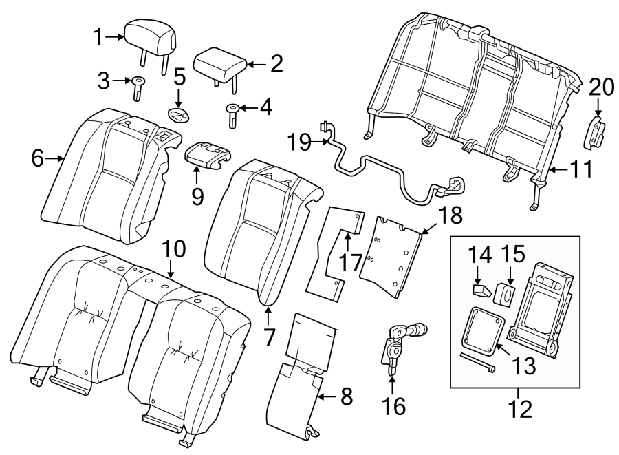 SEATS & TRACKS. REAR SEAT COMPONENTS.