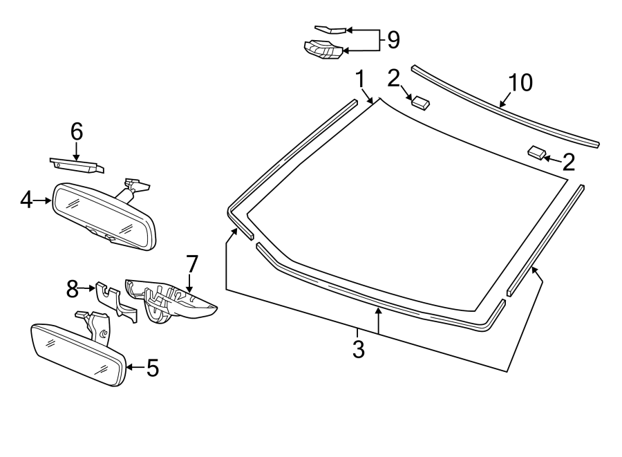 1WINDSHIELD. GLASS. REVEAL MOLDINGS.https://images.simplepart.com/images/parts/motor/fullsize/4850340.png