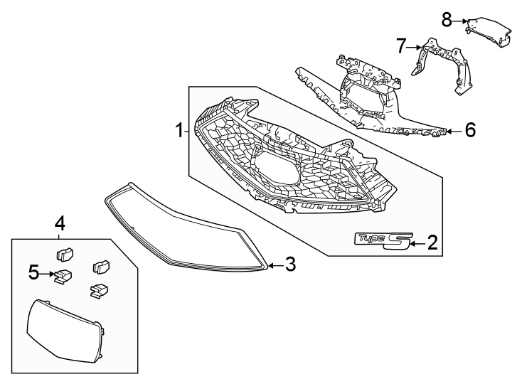 8Front bumper & grille. Grille & components.https://images.simplepart.com/images/parts/motor/fullsize/4851017.png