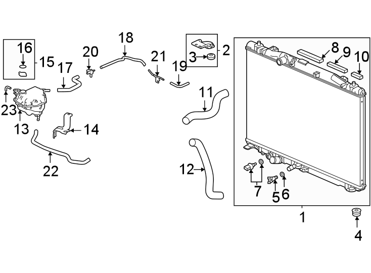 15Radiator & components.https://images.simplepart.com/images/parts/motor/fullsize/4851700.png