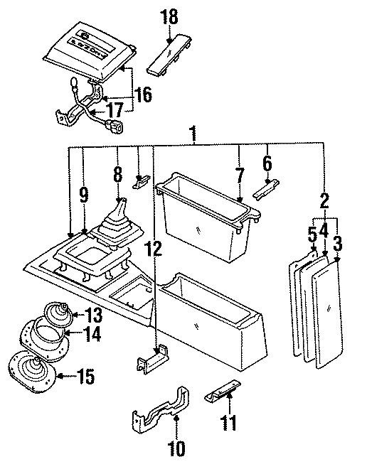 Diagram CONSOLE. CENTER. for your 1992 Mazda B2200  SE-5 Standard Cab Pickup Fleetside 