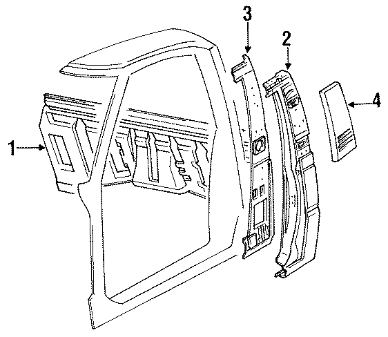 Diagram BACK PANELS & GLASS. SIDE. REAR PANELS. for your 1993 Mazda B2200   