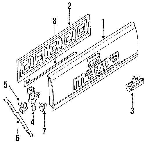 Diagram TAIL GATE. GATE & HARDWARE. for your Mazda B2000  