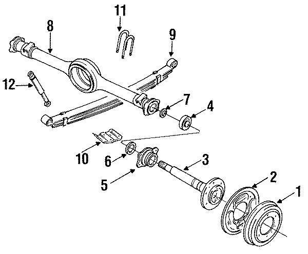 Diagram REAR SUSPENSION. SUSPENSION COMPONENTS. for your 1993 Mazda B2200   