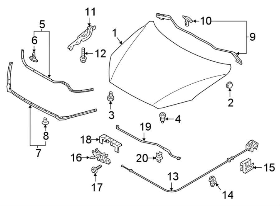 Diagram HOOD & COMPONENTS. for your 2012 Mazda MX-5 Miata   