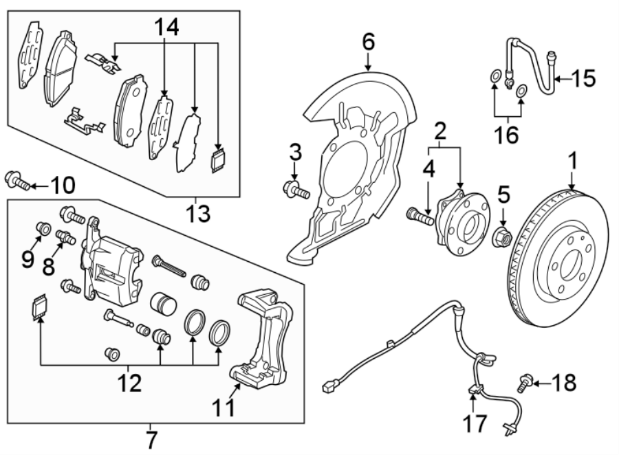 Diagram FRONT SUSPENSION. BRAKE COMPONENTS. for your 2023 Mazda CX-5  2.5 Turbo Signature Sport Utility 