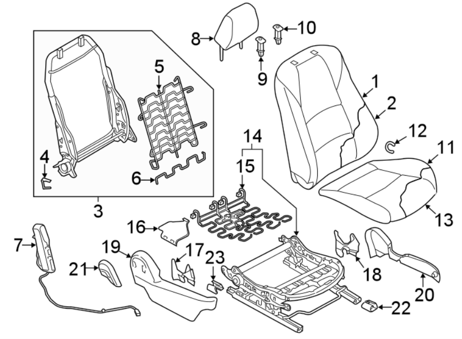 Diagram SEATS & TRACKS. FRONT SEAT COMPONENTS. for your Mazda