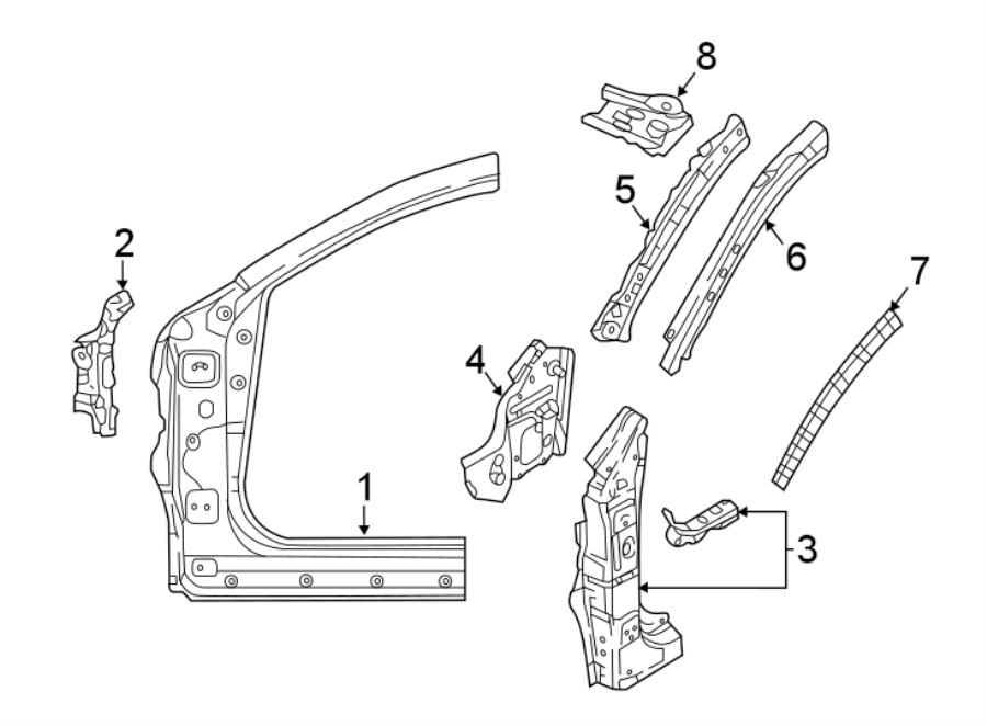 Diagram PILLARS. ROCKER & FLOOR. FRONT PILLAR. for your 2021 Mazda CX-3   