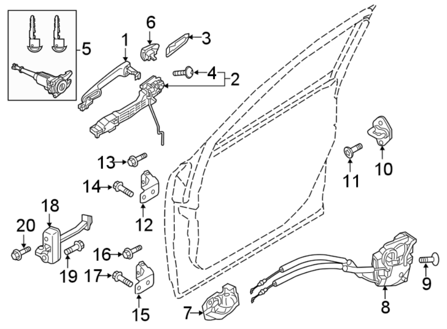 Diagram FRONT DOOR. LOCK & HARDWARE. for your Mazda CX-3  