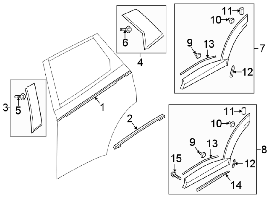 Diagram REAR DOOR. EXTERIOR TRIM. for your 2006 Mazda MX-5 Miata  Grand Touring Convertible 