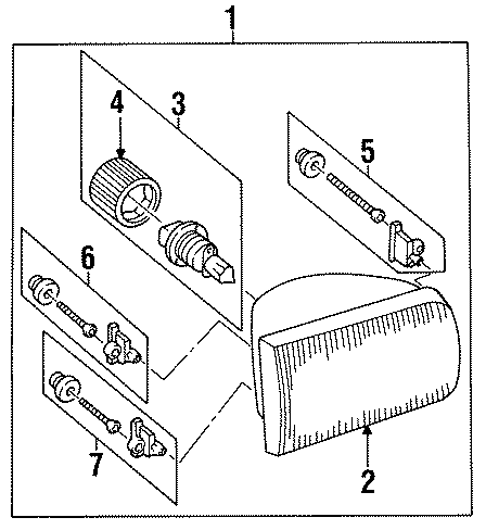 Diagram FRONT LAMPS. HEADLAMP COMPONENTS. for your Mazda B3000  