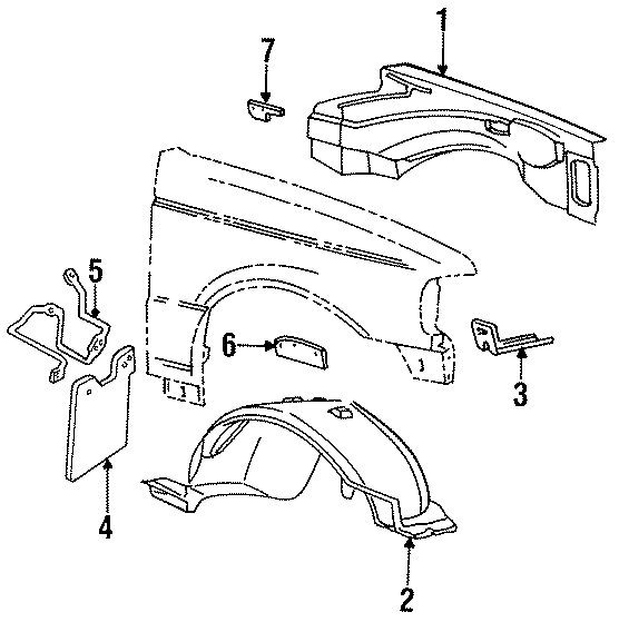 Diagram FENDER. INNER COMPONENTS. for your Mazda B3000  