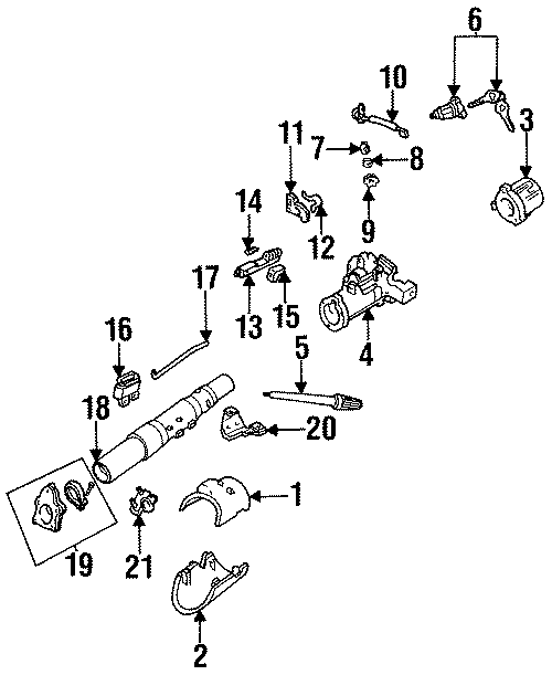Diagram STEERING COLUMN. HOUSING & COMPONENTS. for your 2000 Mazda B4000 4.0L V6 M/T RWD SE Extended Cab Pickup Fleetside 