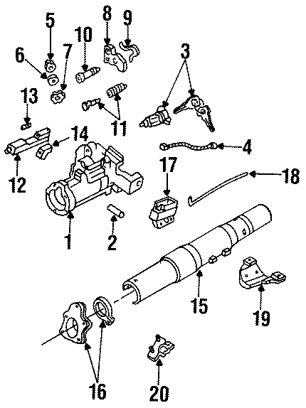 Diagram STEERING COLUMN. HOUSING & COMPONENTS. for your 2000 Mazda B4000 4.0L V6 M/T RWD SE Extended Cab Pickup Fleetside 