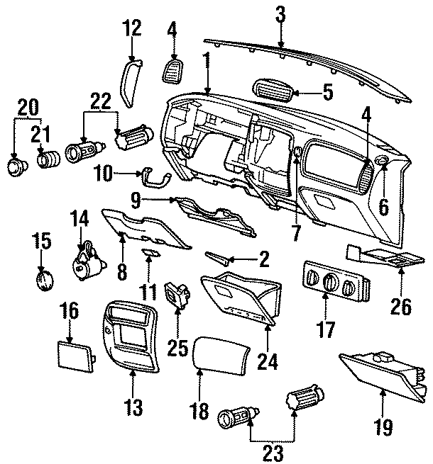 Diagram INSTRUMENT PANEL. for your Mazda B3000  