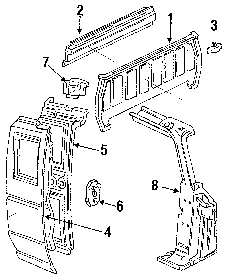 Diagram SIDE PANEL & COMPONENTS. for your Mazda