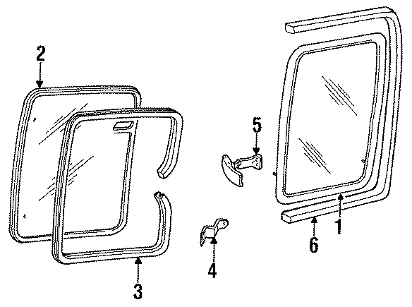 Diagram SIDE GLASS. for your Mazda