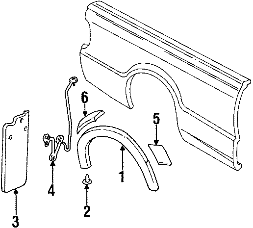 Diagram PICK UP BOX. EXTERIOR TRIM. for your Mazda B3000  