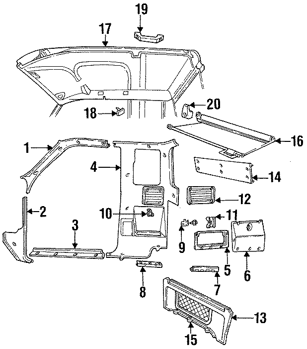 Diagram INTERIOR TRIM. for your Mazda B3000  