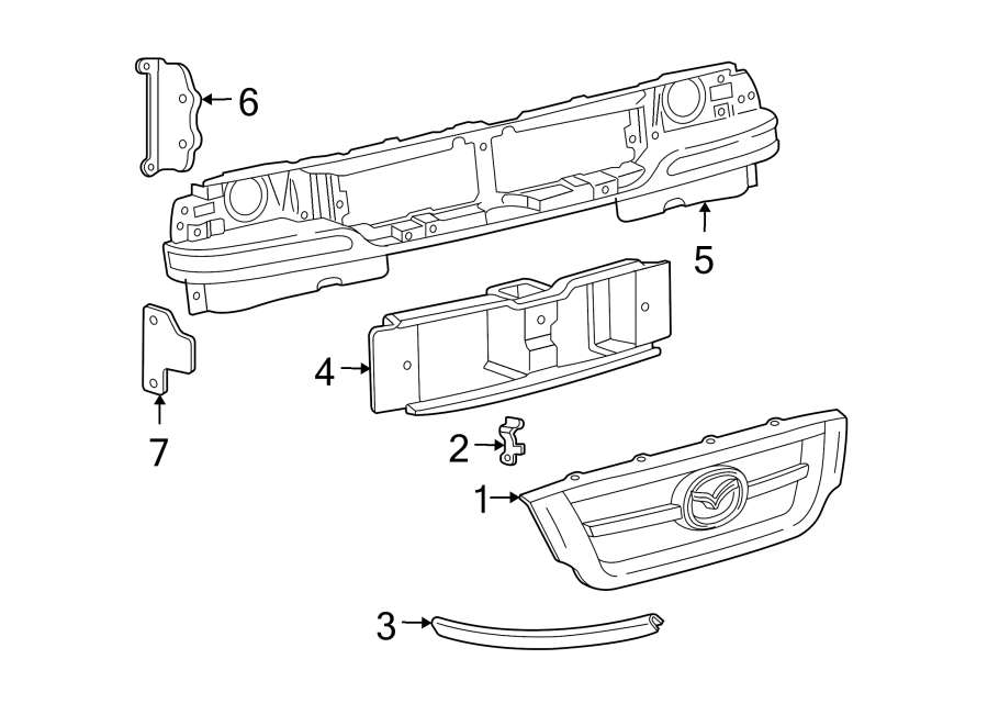 Diagram Grille & components. for your Mazda B3000  