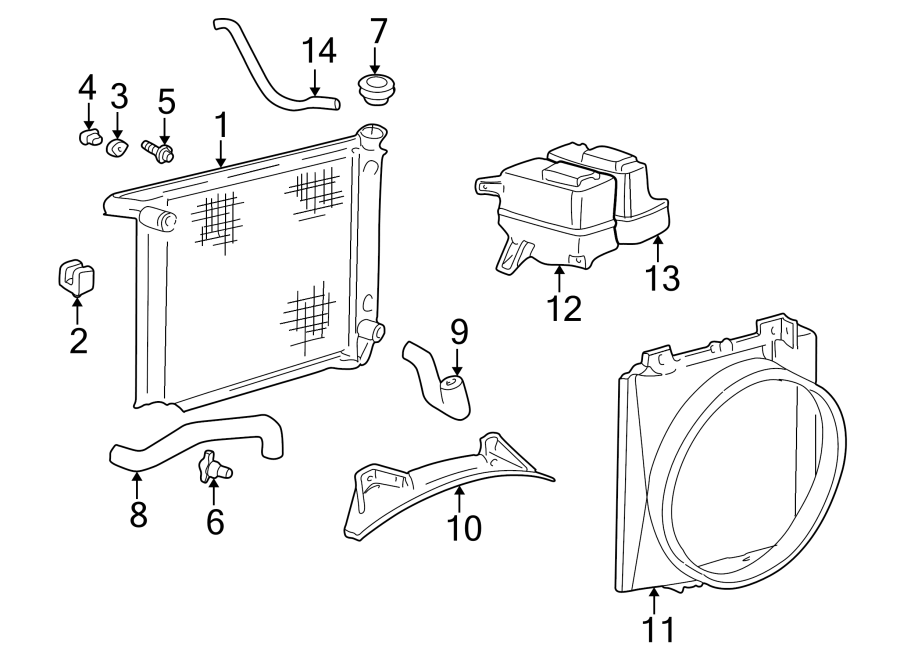 Diagram RADIATOR & COMPONENTS. for your 1995 Mazda Protege  ES Sedan 