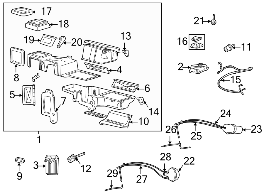 Diagram Air conditioner & heater. Heater components. for your 2003 Mazda B4000   