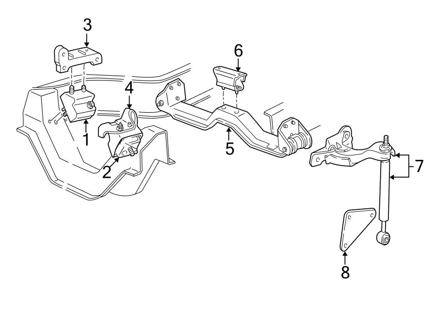 Diagram ENGINE & TRANS MOUNTING. for your 1999 Mazda B4000 4.0L V6 A/T 4WD SE Standard Cab Pickup Fleetside 