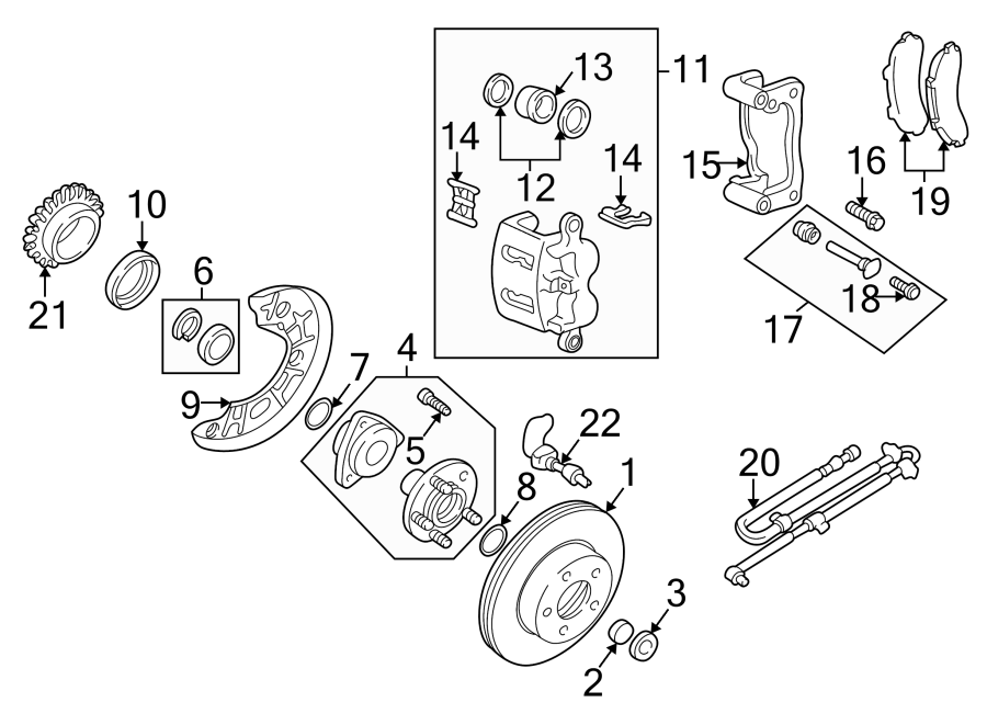 Diagram Front suspension. Brake components. for your 2017 Mazda CX-5   