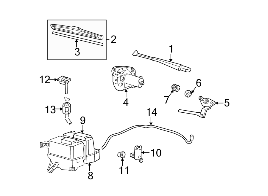 Diagram WINDSHIELD. WIPER & WASHER COMPONENTS. for your 1998 Mazda B2500 2.5L A/T SE Extended Cab Pickup Fleetside 