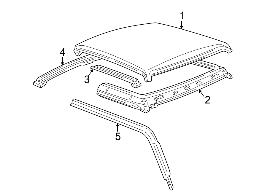 Diagram ROOF & COMPONENTS. for your 1998 Mazda B2500 2.5L M/T SE Standard Cab Pickup Fleetside 