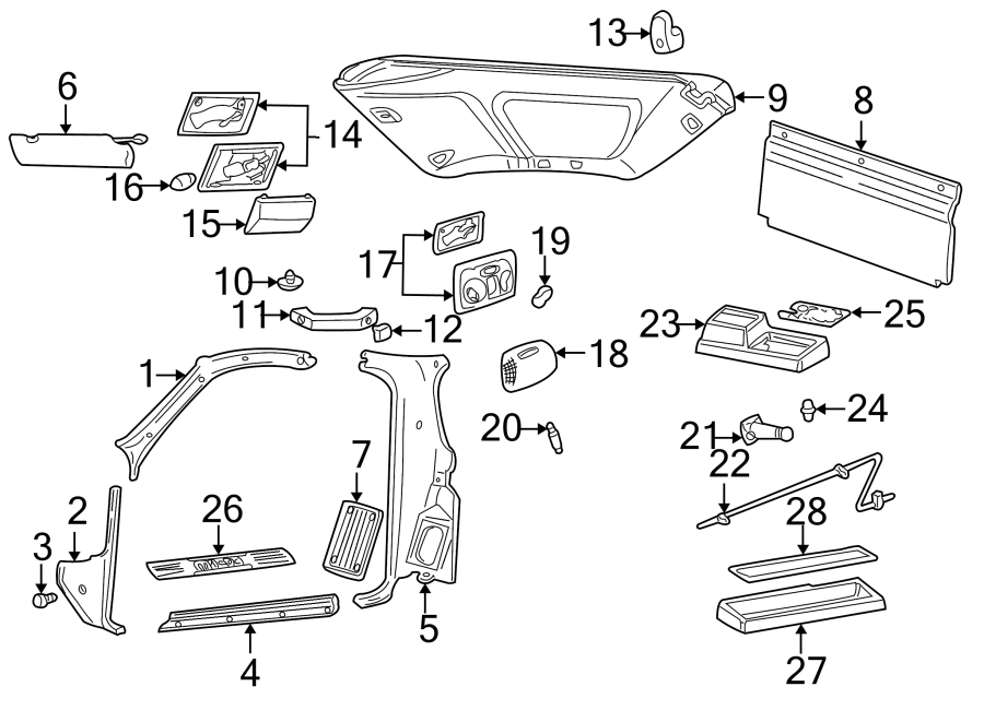 Diagram Interior trim. for your 2018 Mazda MX-5 Miata 2.0L SKYACTIV A/T Club Convertible 