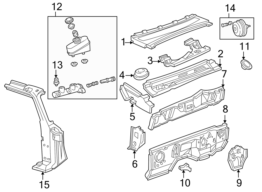 Diagram Components on dash panel. Cowl. Hinge pillar. for your Mazda B3000  