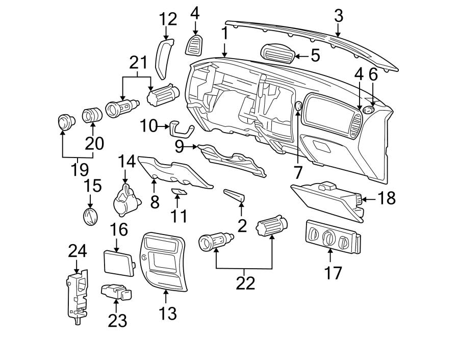 Diagram INSTRUMENT PANEL. for your 1999 Mazda B2500 2.5L M/T Troy Lee Extended Cab Pickup Fleetside 