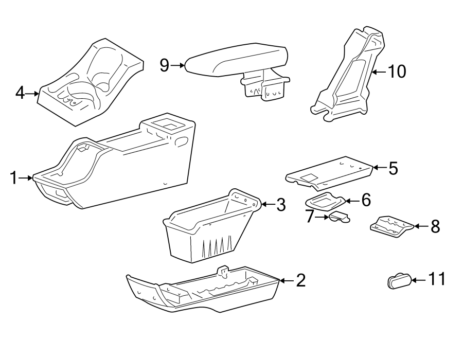 Diagram FULL CONSOLE. for your 2001 Mazda B2500 2.5L A/T SX Standard Cab Pickup Fleetside 