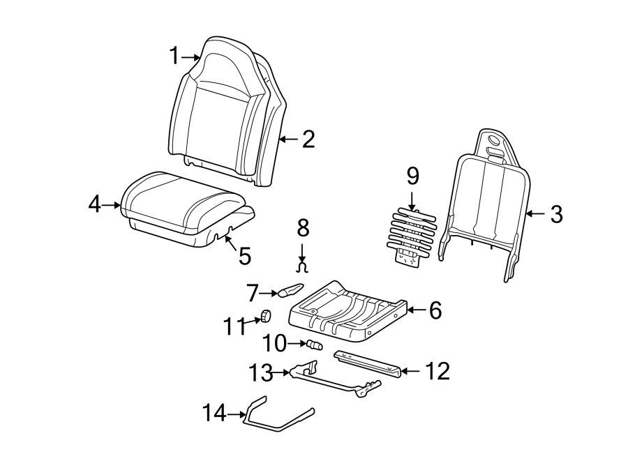 Diagram SEATS & TRACKS. FRONT SEAT COMPONENTS. for your 2000 Mazda B2500 2.5L A/T SX Standard Cab Pickup Fleetside 