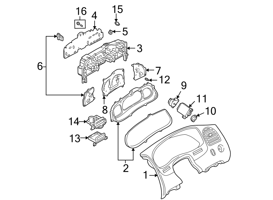 Diagram INSTRUMENT PANEL. CLUSTER & SWITCHES. for your Mazda B2500  