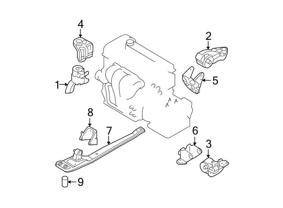 Diagram ENGINE / TRANSAXLE. ENGINE & TRANS MOUNTING. for your 2009 Mazda CX-7  Sport Sport Utility 