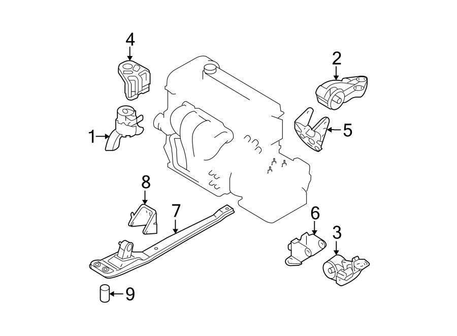 Diagram ENGINE / TRANSAXLE. ENGINE & TRANS MOUNTING. for your 2009 Mazda MX-5 Miata   