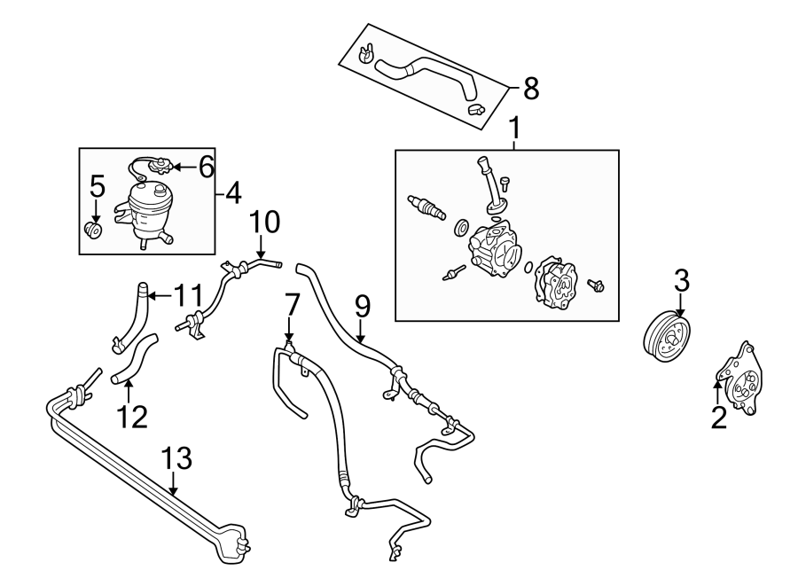 Diagram STEERING GEAR & LINKAGE. PUMP & HOSES. for your Mazda Tribute  