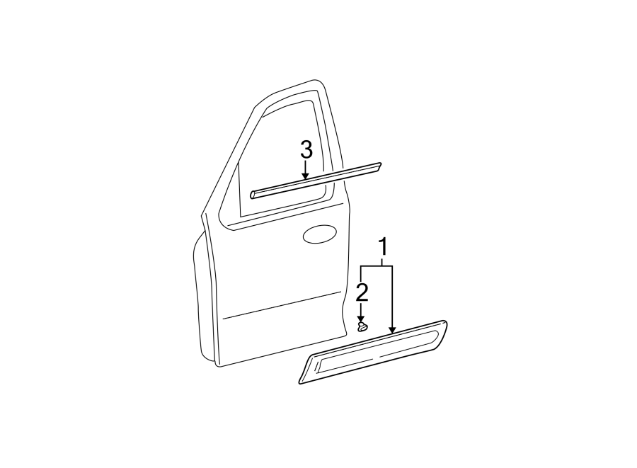 Diagram FRONT DOOR. EXTERIOR TRIM. for your Mazda Tribute  