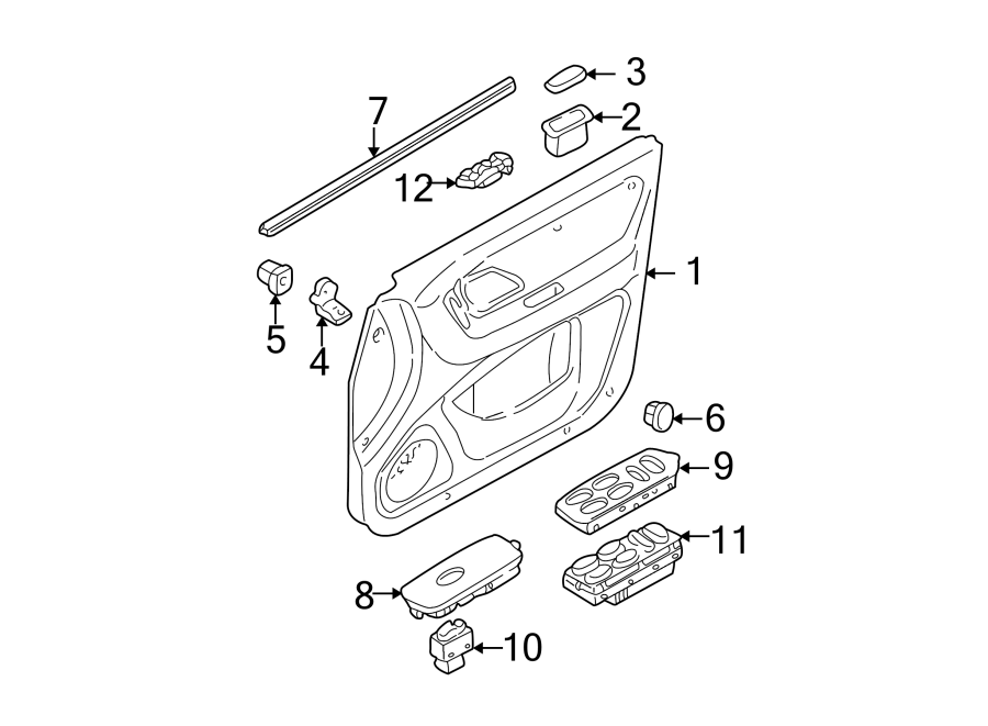 Diagram FRONT DOOR. INTERIOR TRIM. for your Mazda Tribute  