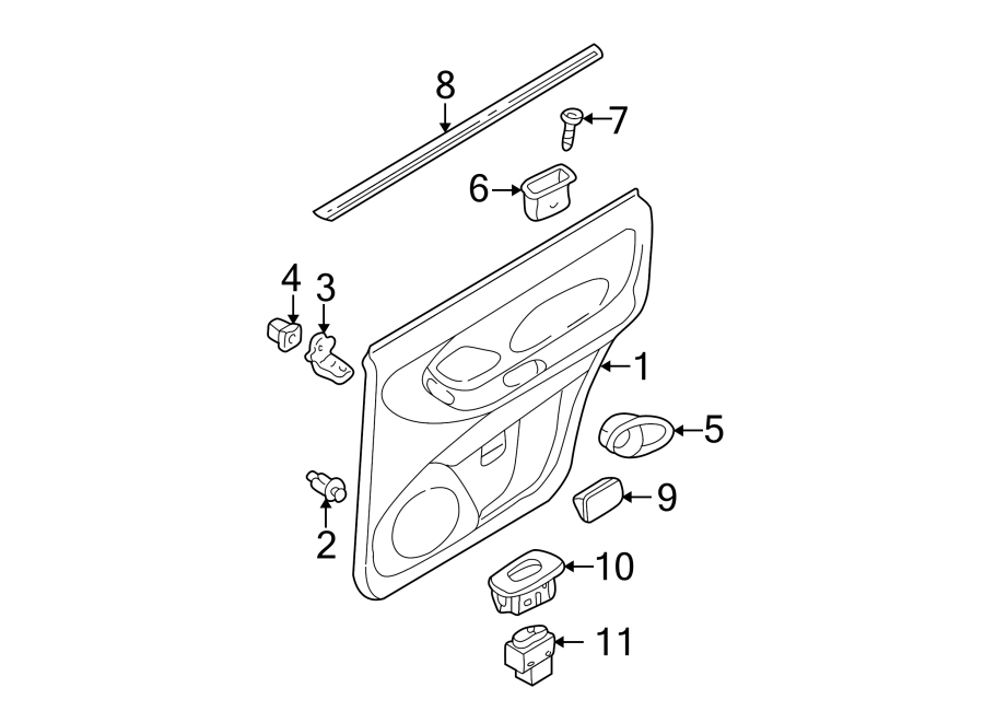 Diagram REAR DOOR. INTERIOR TRIM. for your 2000 Mazda MPV   