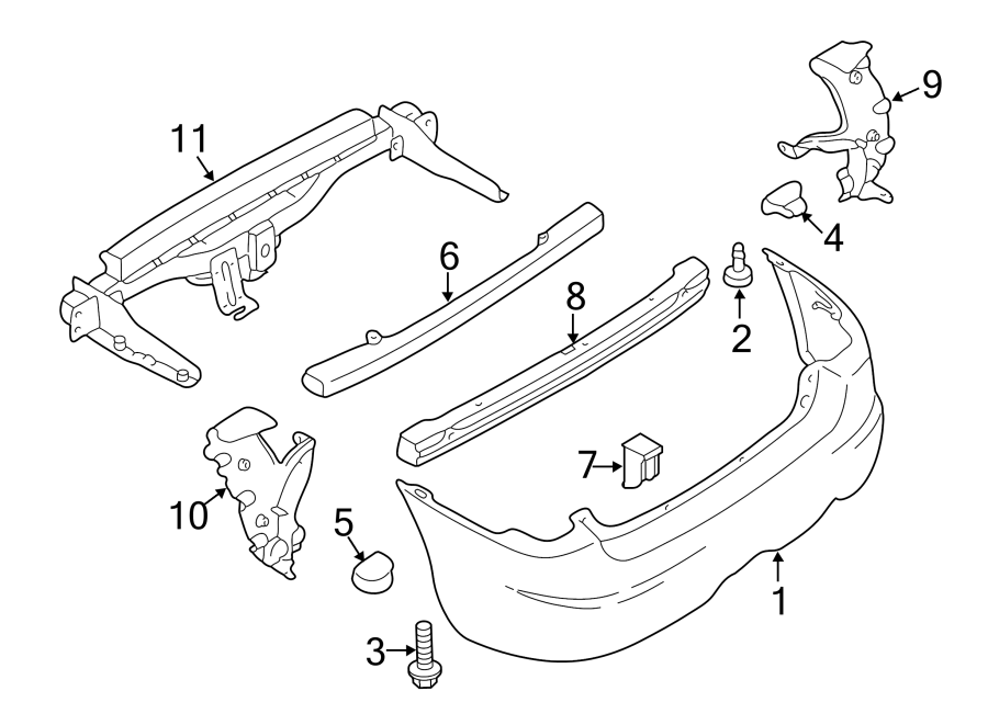 Mazda Tribute Bumper Cover. Gray. Rear, COMPONENTS, Body - EF9150221A44 ...