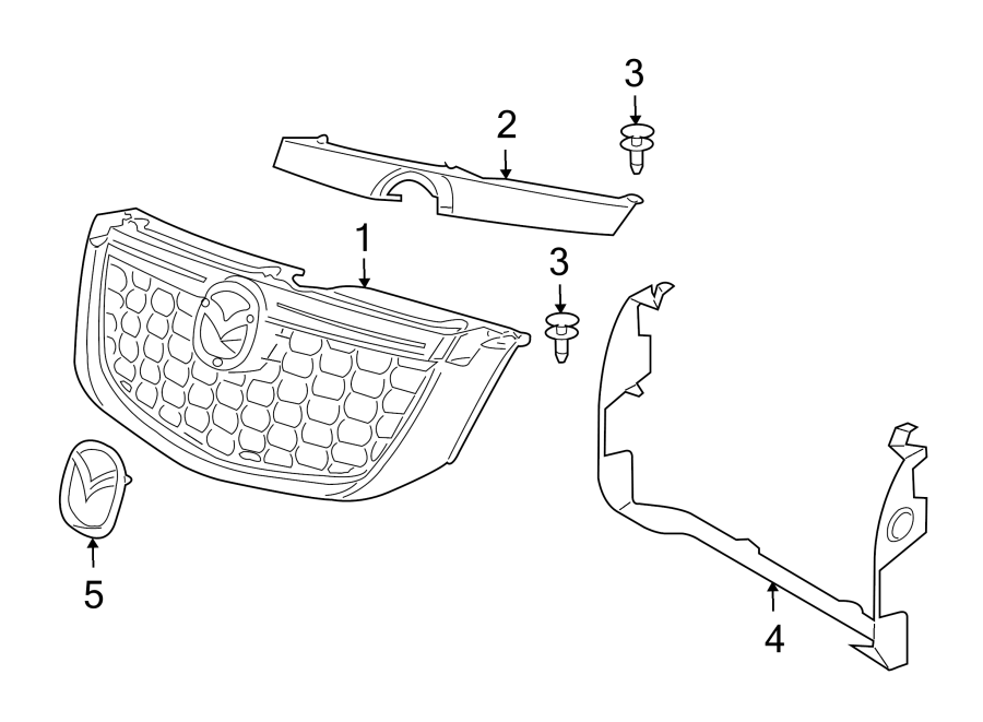 Diagram GRILLE & COMPONENTS. for your 2008 Mazda MX-5 Miata   