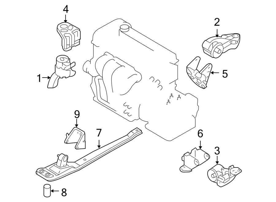 Diagram ENGINE / TRANSAXLE. ENGINE & TRANS MOUNTING. for your 2009 Mazda CX-7  Sport Sport Utility 