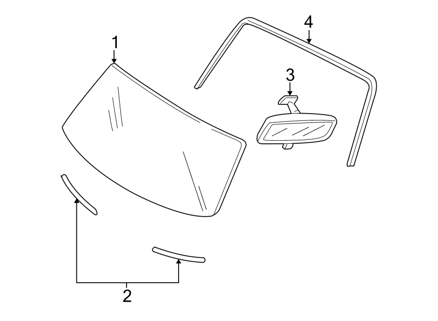 Diagram WINDSHIELD. GLASS. REVEAL MOLDINGS. for your Mazda Tribute  