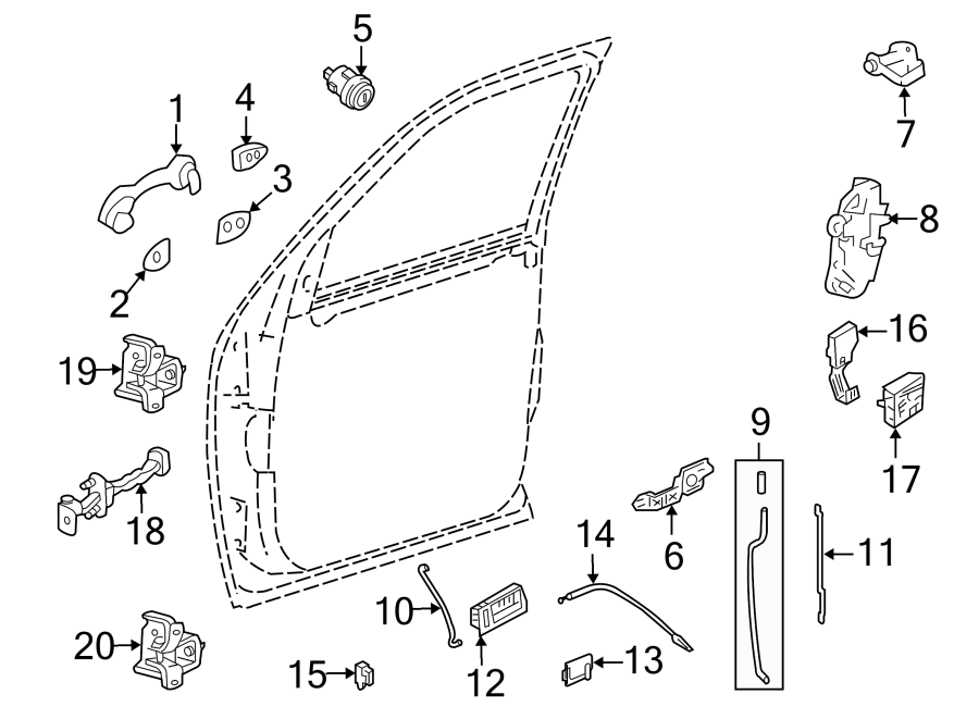 Diagram FRONT DOOR. LOCK & HARDWARE. for your 2000 Mazda B4000   