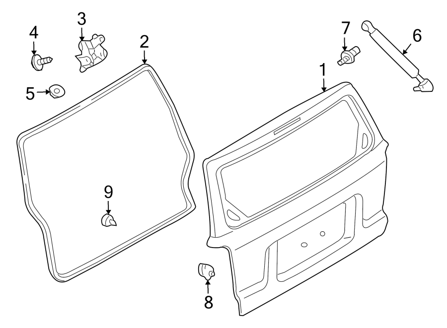 Diagram LIFT GATE. GATE & HARDWARE. for your 2020 Mazda CX-5  Signature Sport Utility 