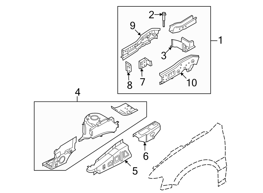 Full size assembly image of FENDER. STRUCTURAL COMPONENTS & RAILS. (1/1)